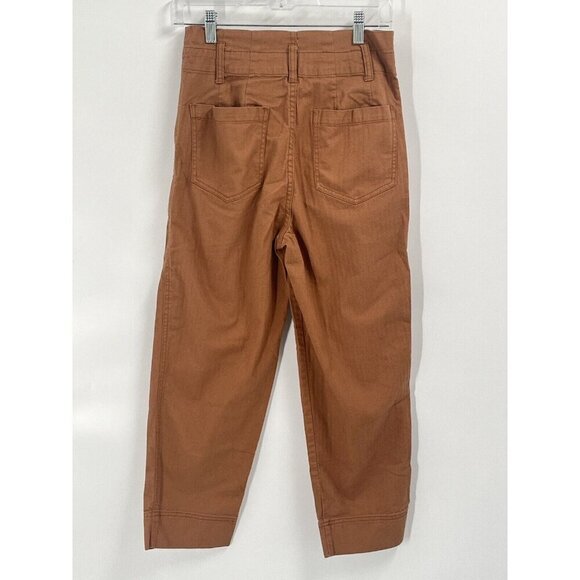 Madewell Paperbag Brown Straight Leg Pants Sz 26 AJ460 - Picture 4 of 6